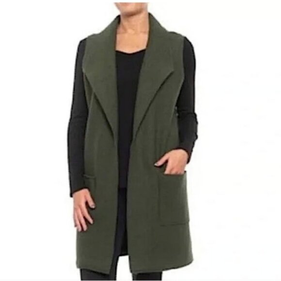 Tahari Jackets & Blazers - Tahari wool blend long duster vest Women's 1X cardigan olive / army green warm